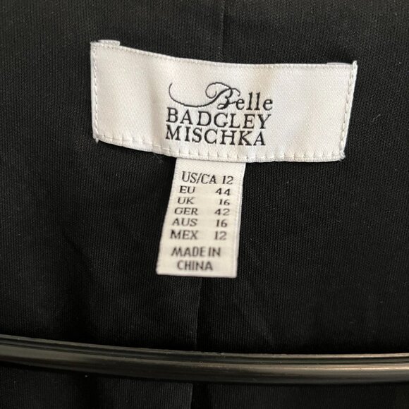 Badgley Mischka Women's Sequin Self Tie Jacket Black Formal Holiday Luxury Sz 12 - Picture 2 of 7